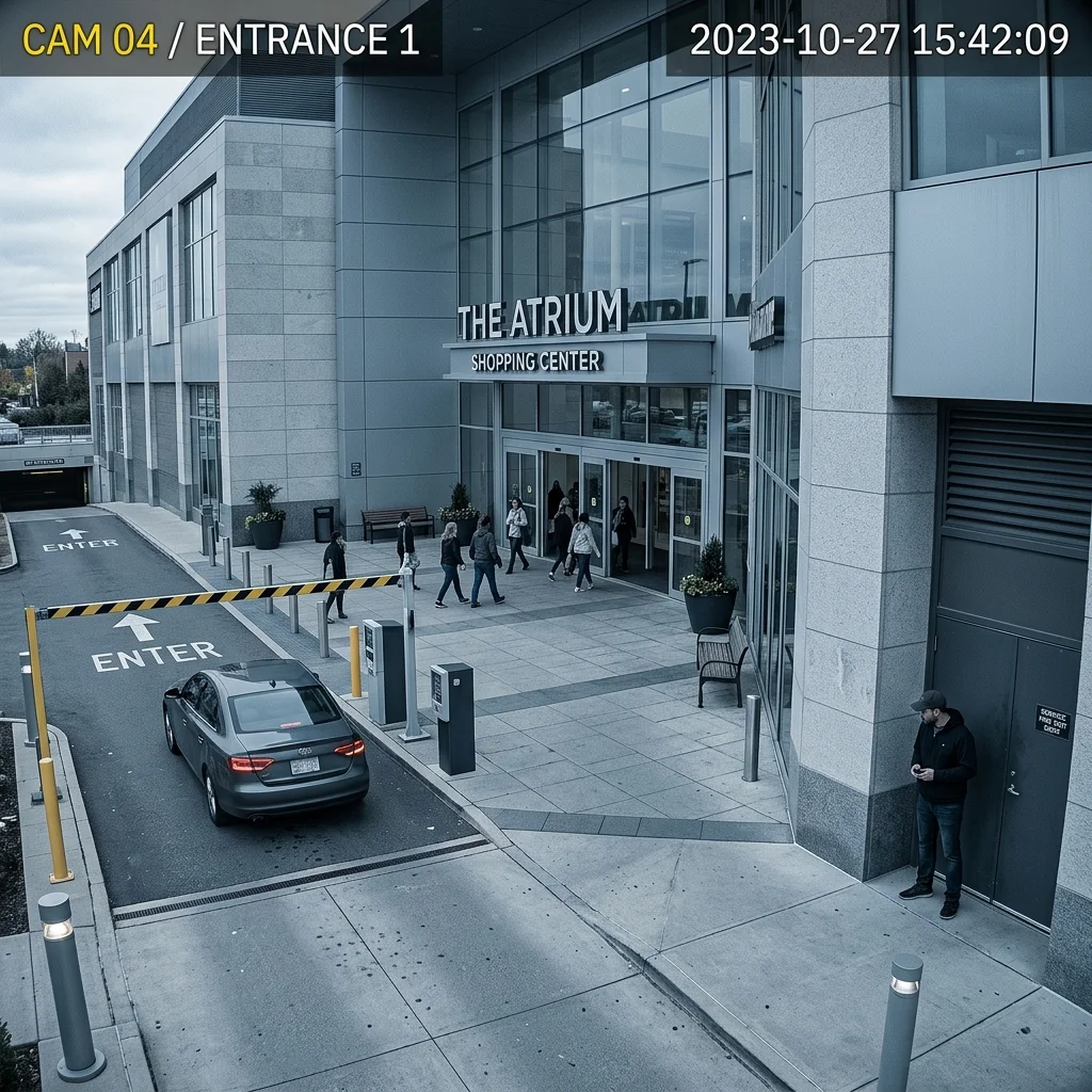 Feed digital da câmera analítica de shopping com detecções HUD